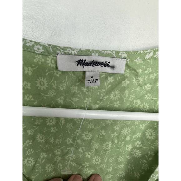 NWOT Madewell Womens Green Seedling V-Neck Button-Front Mini Dress Size 0 NL185 - Picture 7 of 11